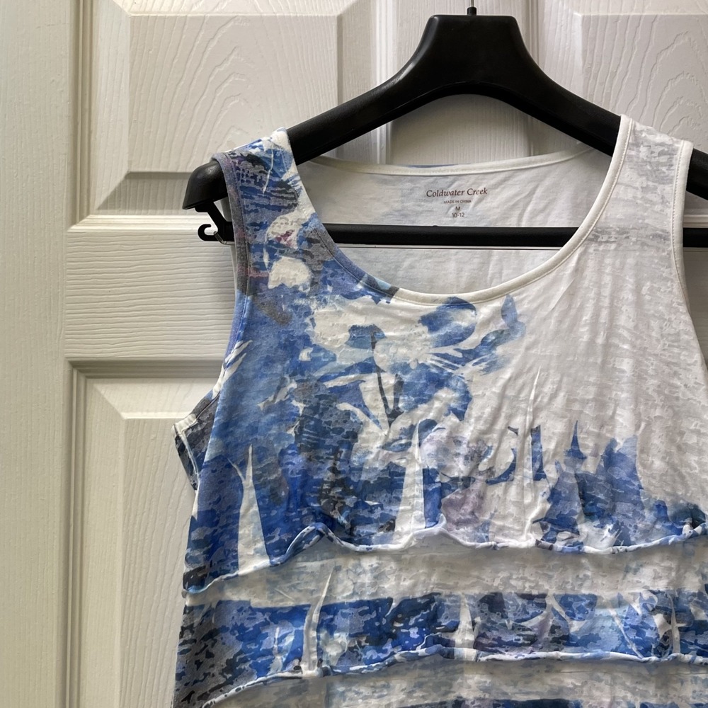 Coldwater Creek Shirt Women's Medium Multicolor Tiered Tank Blouse Lightweight